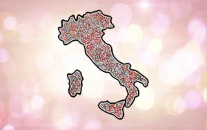 Immagine stilizzata dell'Italia piena di persone