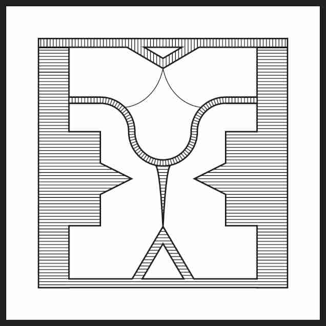 Simbolo quadrato con varie decorazioni interne